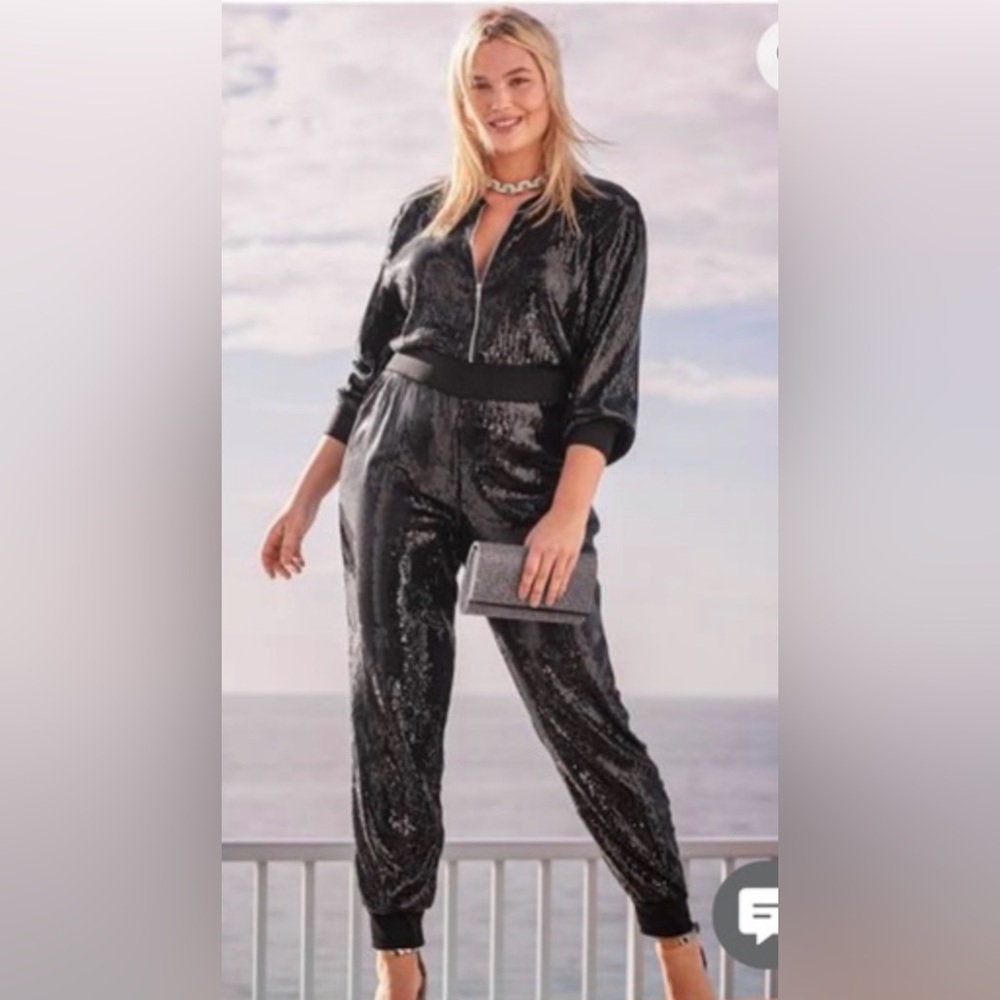 Venus Black Sequin Jumpsuit